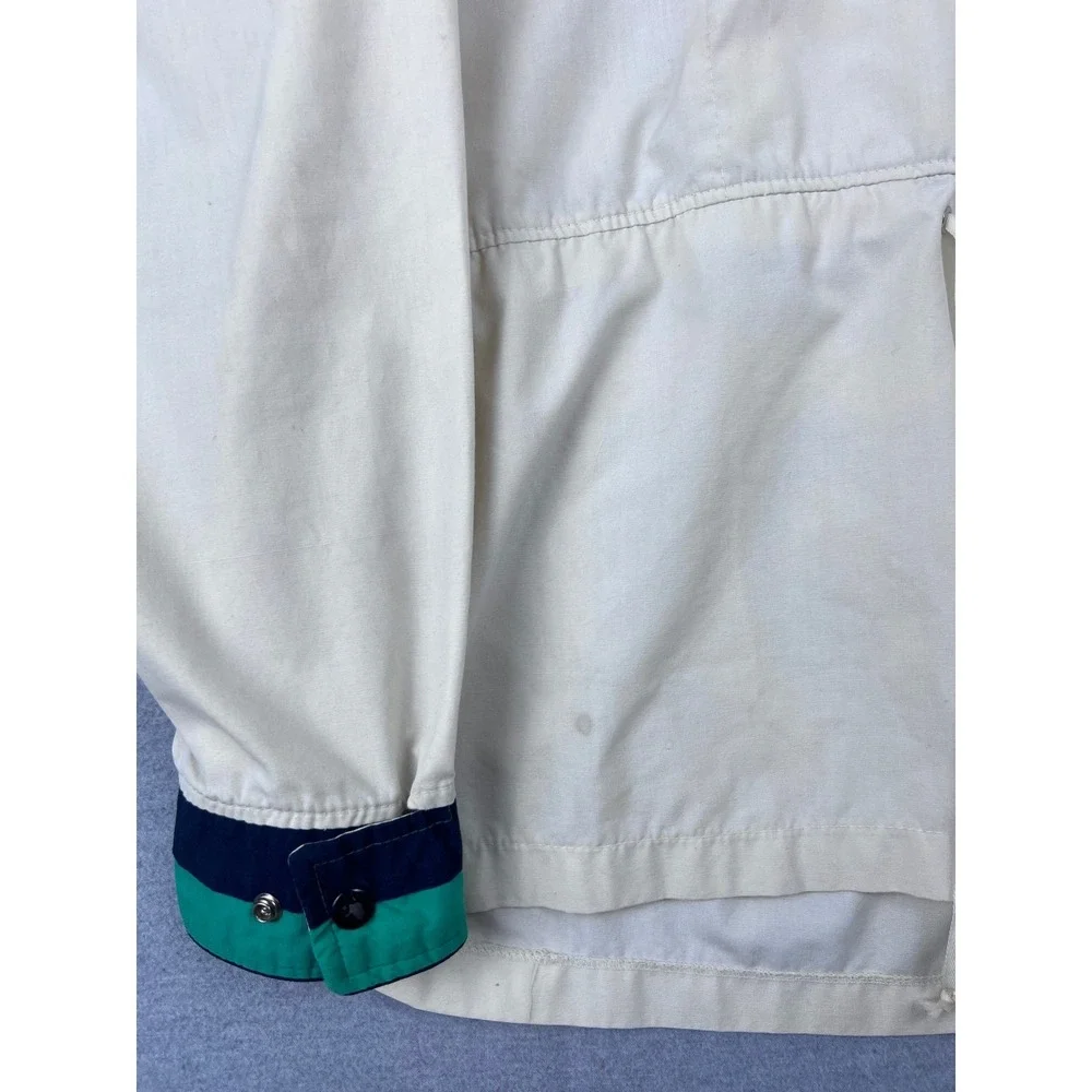 Vintage Woolrich Talon Zip Anorak Windbreaker Jacket White‎ Green Navy Stripe